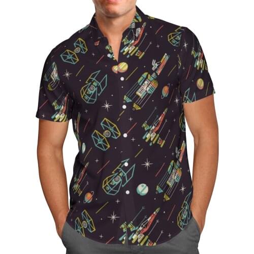 2021 New 3D Printing Universe Space Spacecraft Hawaii Shirts Men Summer Short-sleeved Shirts Printed Men Shirts Oversize 5XL