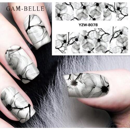GAM-BELLE 1 Sheet Colorful Flower Nail Art Sticker Full Cover Nail Wraps Decoration Blue Sky Beauty Nail Decals Manicure Tools