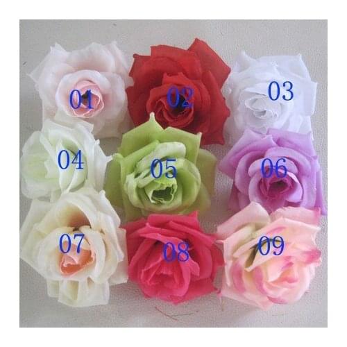 NEW 50PCS/Lot 17Colors 7.5CM Artificial Rose Silk Flower Heads Decorative Flowers for Wedding Party Banquet Decoration