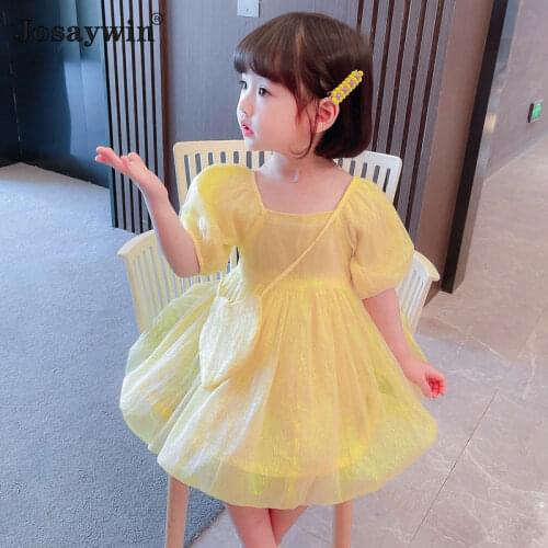 Josaywin New Style Kids Dress for Girls Yellow Baby Dresses Fish Vestidos Birthday Party Princess Girl Dresses Children Clothes