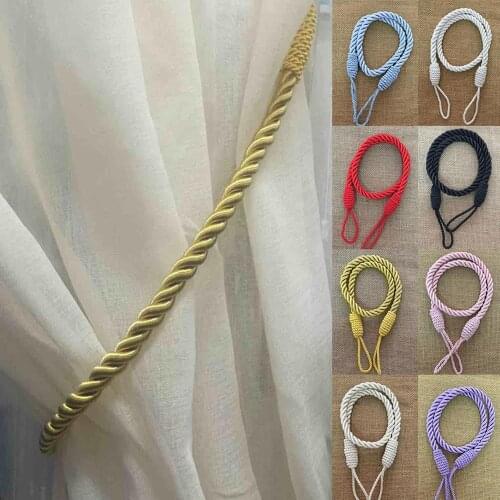 2PCS Curtain Tiebacks Window Drapery Ropes Holdbacks Home Curtain Holder Curtain Decorative Accessories Buckles Tie Rope Weaving