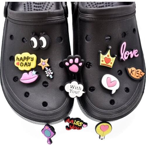 DIY Hole Slippers Shoe Chars for Crocs Designer Accesoire Decoration Text Cartoon Pattern Garden Shoe Decoration Fit Kids Gift