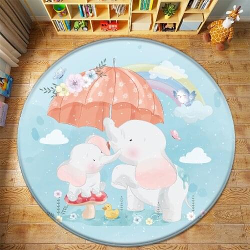 Tapis Cartoon Rug Kids Bedroom Cute Elephant Carpet Soft Antislip Children Baby Play Area Game Crawling Mat Rug Living Home Room