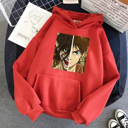 Popular Eren Yeager hoodie kawaii Korean pullover attack on titan sweatshirt cartoon print anime hoodie streetwear Tops