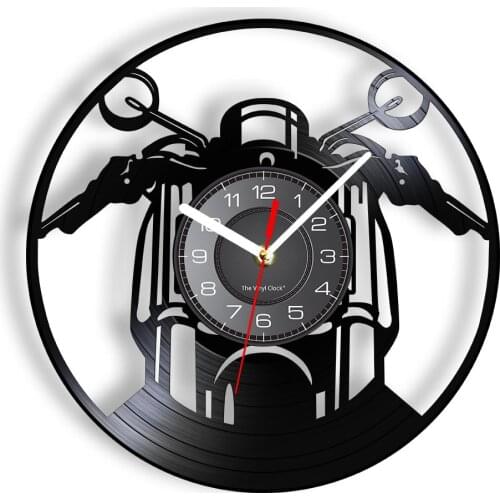 Motocycle Vinyl LP Record Wall Clock Autocycle Haulage Motor Headstock Wall Watch Made Of Real Vinyl Record Vivid Hanging Decor