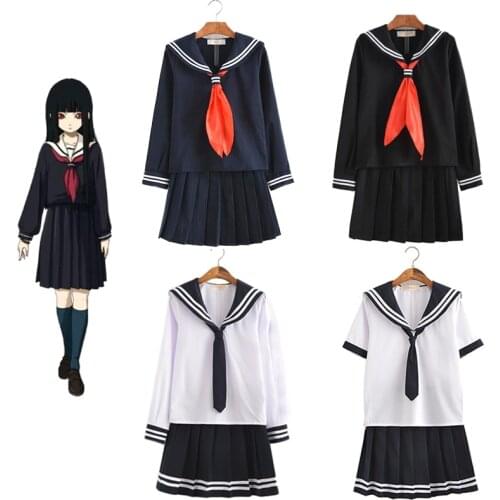 Japanese Anime JK School Uniforms for Women Girls Black White 3pcs Suit Skirt + Tops + Tie Cosplay Sailor Schoolgirl Uniform