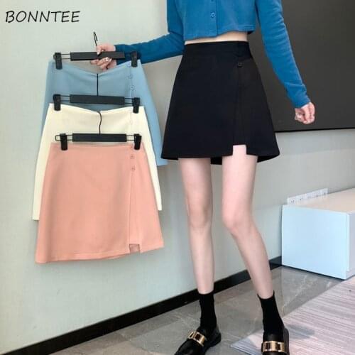 Skirts Women Mini Solid Candy Color Kawaii Girls Cute Friends Asymmetrical Slim Stylish Fashion Chic Comfortable Mujer Faldas