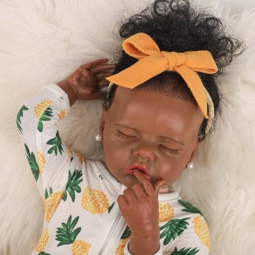 17inch African American reborn baby girl doll in black full body soft silicone bebe doll reborn Bath toy
