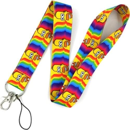30pcs Funny Cartoon Charaters Rainbow Color Art Key Chain webbings ribbons Neck Strap for Phone Keys ID Card Cartoon Lanyards