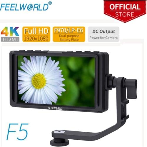 FEELWORLD F5 5 inch On Camera field monitor Full small HD 1920x1080 LCD DSLR monitor DC Power Tilt Arm for 4K HDMI Input Output