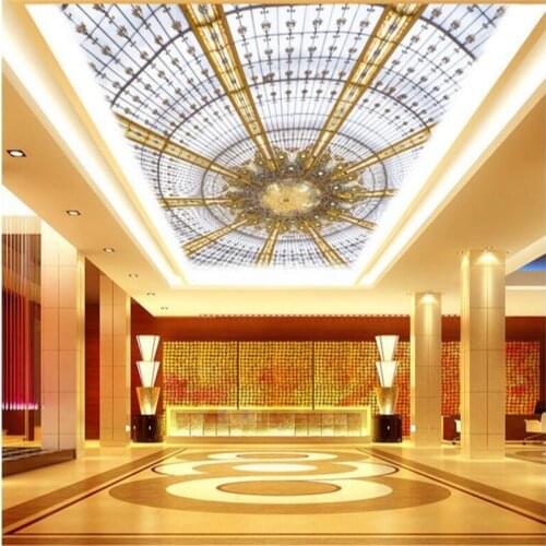 Beibehang Large custom wallpaper ceiling chandelier background wall ceiling roof European decoration decoration painting