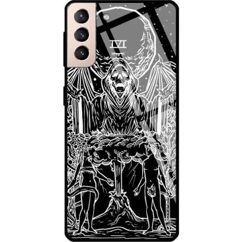 Lovers Tarot Card Grim Gothic Horror Tempered Glass Case For Samsung Galaxy S10 Plus Note 10 S8 S9 S20 FE S21 Note 20 Ultra
