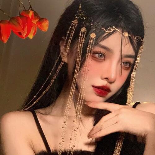 Flower crystal chain tassel face shade fashion personality trend design sense temperament hair act the role ofing female