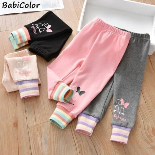 BabiColor Spring Autumn Splicing Leggings For Girls Candy Color Outer sweatpants Children Pants Baby Ribbed Leggings Clothing
