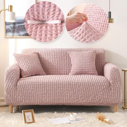 Solid Color Elastic Sofa Cover for Living Room Plaid Stretch Sectional Slipcovers Sofa Couch Cover Armchair Couch Sofa Cover