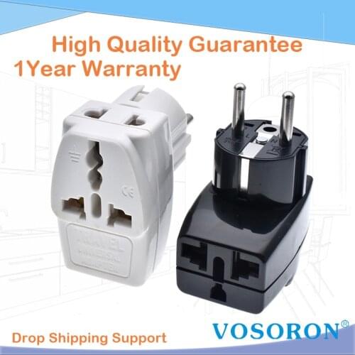 Schuko CEE7/7 Euro Travel adapter, France, Belgium, Slovakia Power Socket Wall Electrical Connector with 1to 3 Way