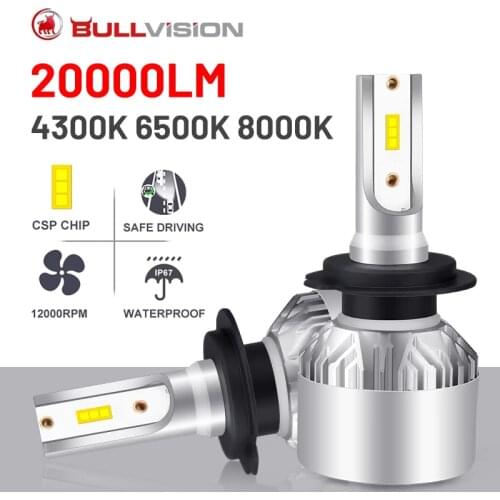 Bullvision 20000LM H4 LED Headlights CSP Chips High Beam Low Beam H7 H1 H11 H8 H9 9005 9006 HB3 HB4 4300K 6500K 8000K Fog Lights