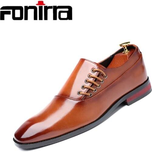 FONIRRA Fashion Business Dress Men Derby Shoes New Classic PU Leather MenS Suits Shoes Slip On Dress Wedding Shoes 392