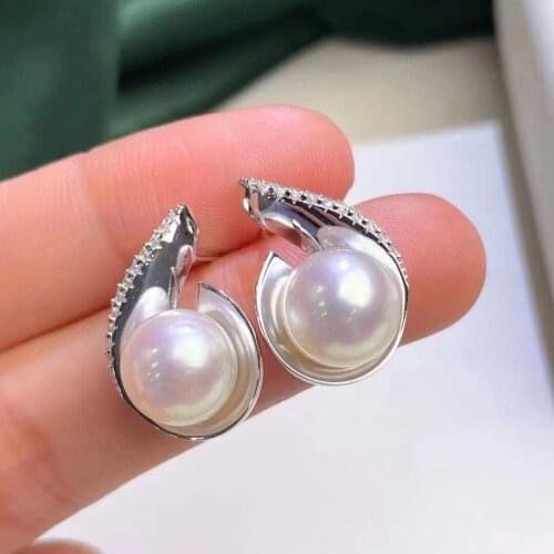 925 Sterling Silver Earrings Mounts Findings Mountings Settings Jewelry Parts Fittings for Pearls Coral Jade Agate Beads Stones