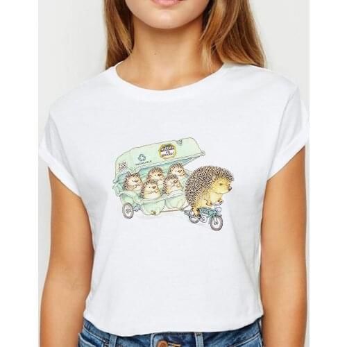 Plus Size Animal Hedgehog T shirt Women Kawaii Spring Summer Tshirt Prevalent Persionalized Top Tee ropa mujer O-Neck T-shirts