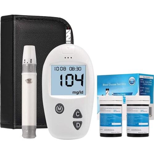 HCT Blood Sugar Test Kit Diabetes Blood Glucose Meter Monitor Kit with 50 Test Strips and 50 Lancets Sugar Machine No Coding