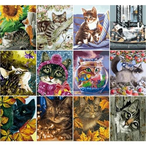 AZQSD Painting By Numbers Cat HandPainted Coloring Draw Craft DIY Gift 40x50cm Pictures By Numbers Animal Home Decoration