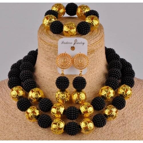 Costume necklace set black african wedding set simulated pearl nigerian jewelry set ZZ08