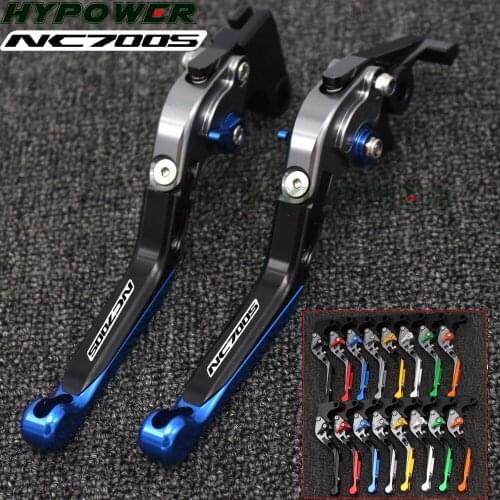 Laser Engraved Logo Blue&Titanium CNC Folding Extendable Motorcycle Brake Clutch Levers For Honda NC700 S NC700S 2012-2013