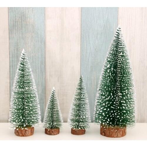 Mini Christmas tree with light pine needle flocking stained white cedar desktop ornaments DIY shooting props scene decoration