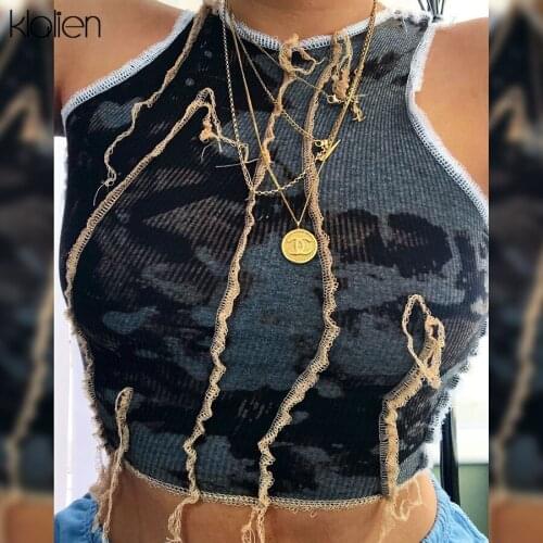 KLALIEN fashion casual street tank top women summer gathic harajuku crop top ladies sexy simple basic skinny female vest 2020