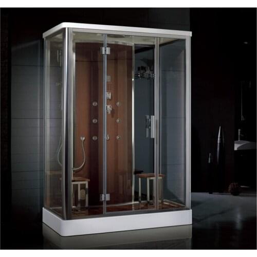 2016 ETL approval tempered back panels swing doors jetted steam shower enclosure sauna room with wood floor ASR956