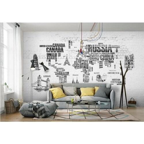 Papel de parede 3d wallpaper Silks Cloth Personalities Vintage Wall paper World Map Hand painted nordic tv background