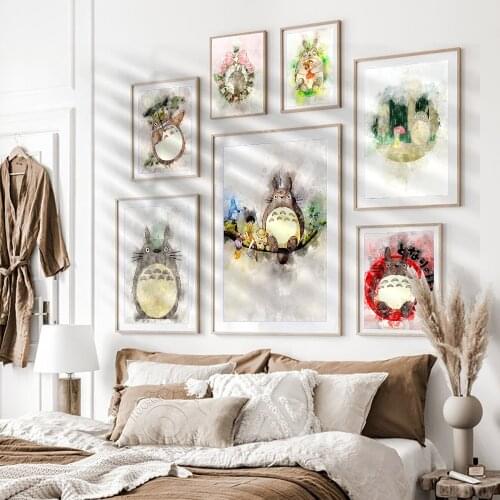 Holiday Gift Miyazaki Hayao Movie My Neighbor Totoro Poster Cartoon Retro Prints Wall Art Pictures for Girls Kids Room Decor