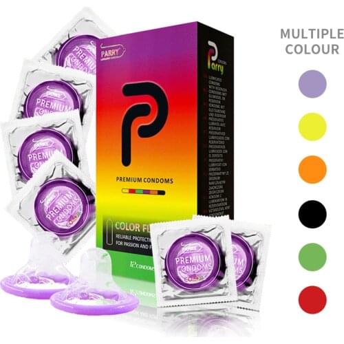 PARRY CONDOMS 12PCS Charming Fruit Scent Of Colorful Condoms In 6 Colors Skin-friendly Silky Moisturizing Condom