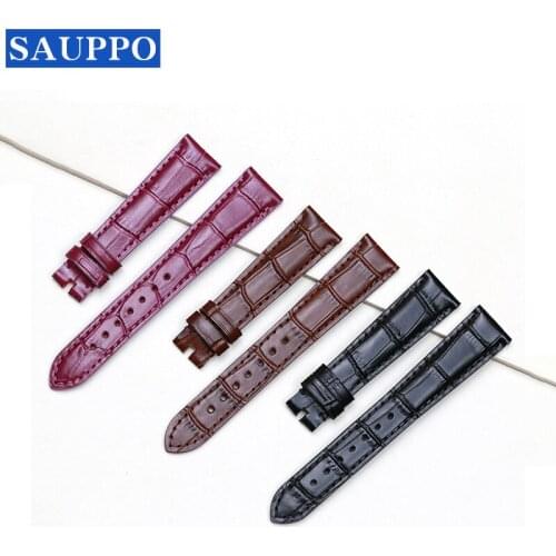 SAUPPO Watchband Suitable for Zenith ELITE Pin Buckle Top-Layer Leather Exquisite Sewing Watch Strap Sweatband Men Women