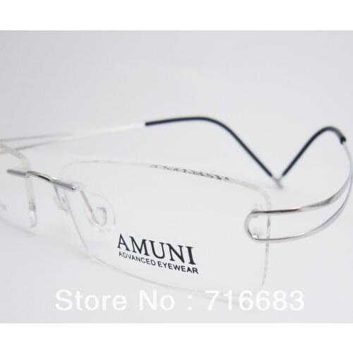 Luxury 100% Pure Titanium Silver Black Gun Grey Gunmetal Coffee Brown Rimless Flexible Eyeglass Frames Spectacles Eyewear RX