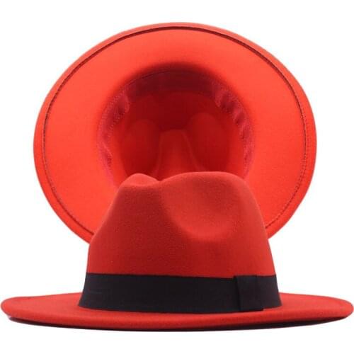 Big Brim Hats For Women British Jazz Cap Vintage Classic Church Hats Lady Flat Brim Fedoras Autumn Winter Womens Felt Hat