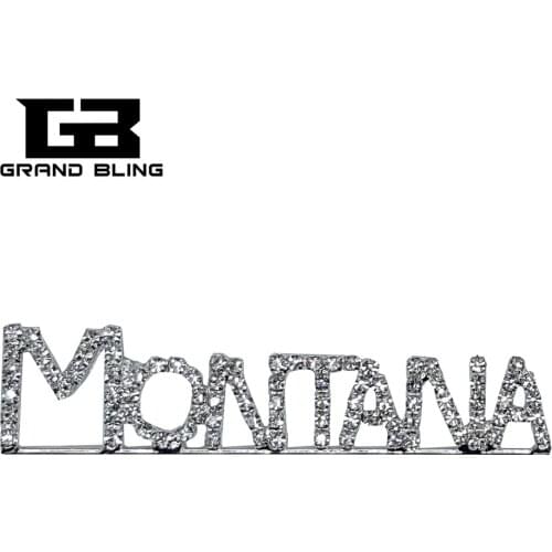 USA States Theme Gift Bling Rhinestone "MONTANA" State Word Pin Crystal Brooch Jewelry