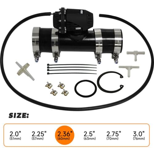 SSQV Blow Off Valve SQV4 BOV + 2" / 2.25" / 2.36" Alloy Flange Adapter Pipe Kit Black