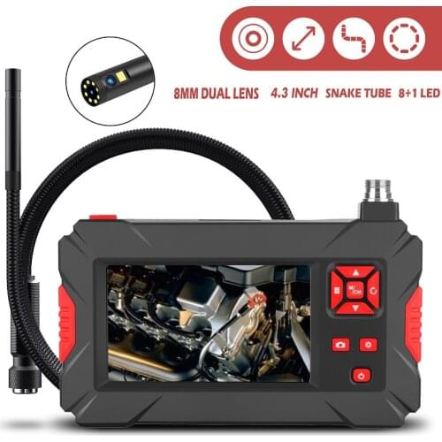 Car Pipe Industrial Endoscope 1080P Borescope HD Inspect Camera 5.5mm Endoscop Camera Fflexible with 4.3 inch Screen 8 LED Light