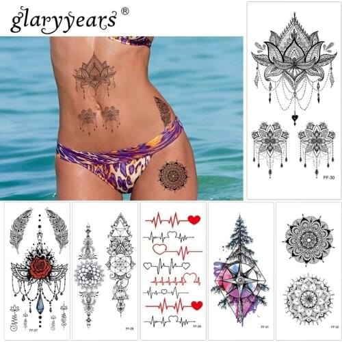 Glaryyears 1 Sheet 9*19cm Temporary Tattoo Sticker Colorful Fake Tatoo Plant Flash Tatto Waterproof Small Body Art Men Women Hot