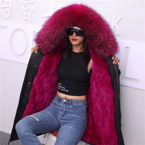 2019 Winter Jacket Women Real Fur Coat Long Parka Waterproof Big Natural Raccoon Fur Collar Hood Thick Warm Real Fox Fur Liner