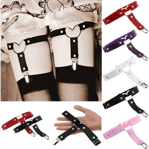2019 Punk Rock Style Women Ladies Faux Leather Foot Leg Ring Off Socks Folder Garter Sexy Women Heart Shape Leg Garters