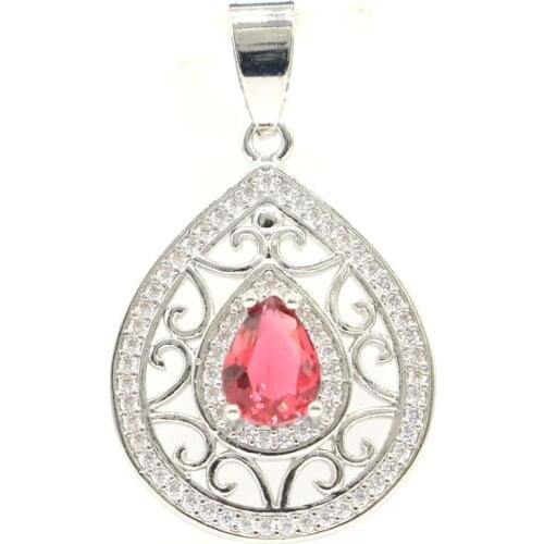 31x21mm Bohemia Design Created Violet Tanzanite Rhodolite Garnet Bright Zircon For Ladies Bride Wedding Silver Pendant