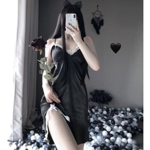 Womens Underwear Pajama Nightgown Sleepwear Sexy Dress Lingerie Exotic Sling Lace Embroidery V-Neck Sexy Nightdress Plus Size