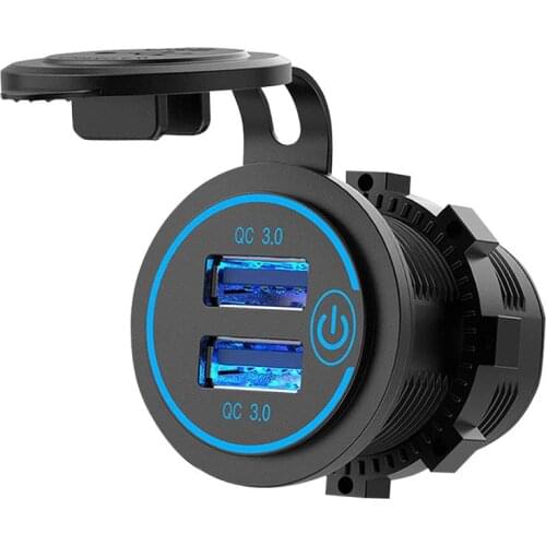 12V-24V USB Outlet Dual USB Car Charger Waterproof Cigarette Lighter Socket Mount Power Adapter 5V 3.1A for Car Marine Boat D5
