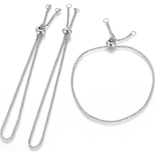 3pcs Adjustable Stainless Steel Slider Bracelets Making Chains for DIY Bracelet Jewelry Making Accessories