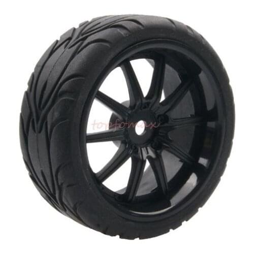 4pcs 1/10 On-Road Car Tires 26*64MM Plastic Wheel Rim Rubber Tyre for HSP Tamiya HPI Kyosho Sakura 94122 94123 D4 CS tt02 9085