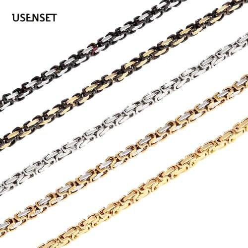 5MM Byzantine Necklaces Stainless Steel Single Piece Handmade Chains Bracelet Set Charm Jewelry 20CM-70CM