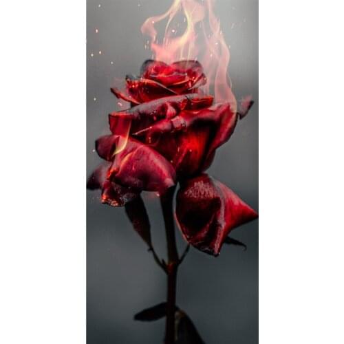 5D DIY Diamond Painting Rose Flame Cross Stitch Kit Full Drill Embroidery Mosaic Flowers Art Picture of Rhinestones Home Decor